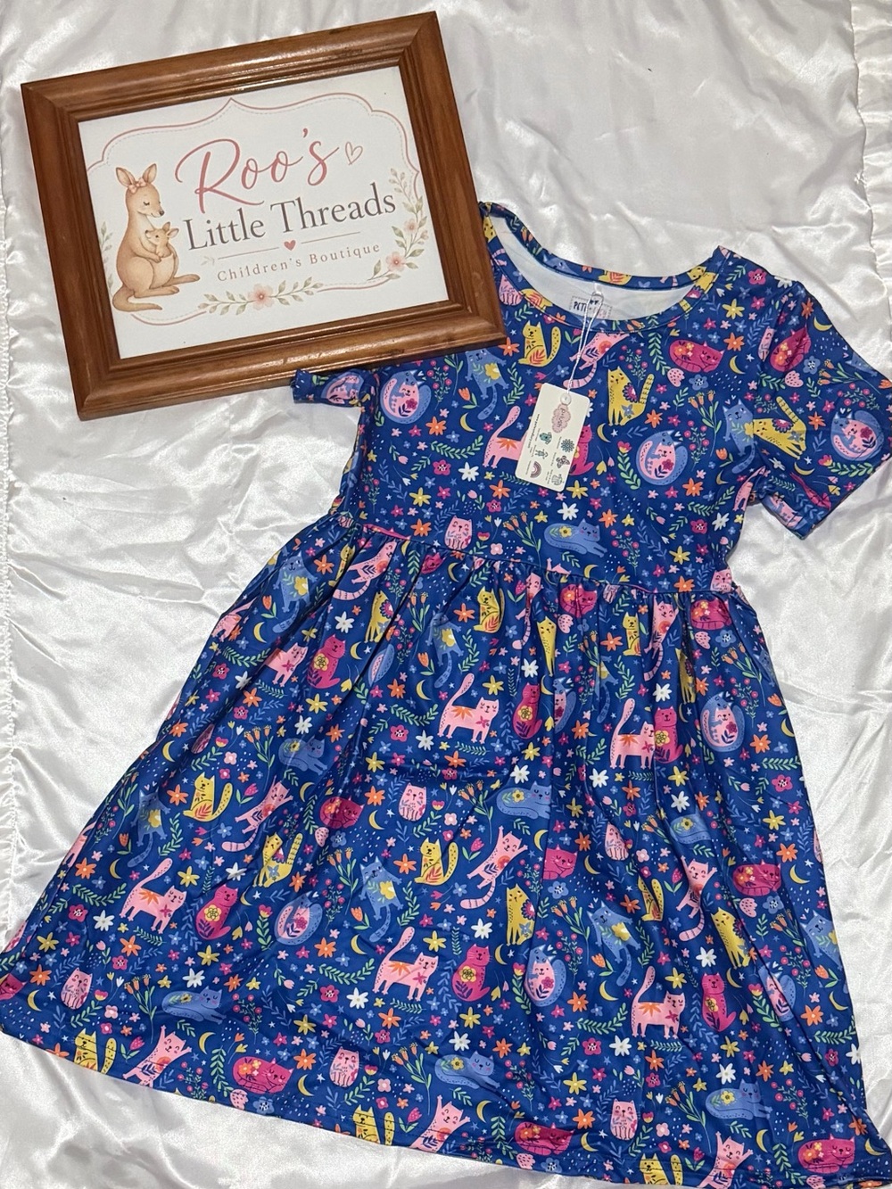 Pete+Lucy Girls' Navy Magical Animal Print Dress - Size: 7/8